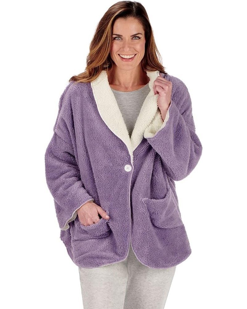 Womens Bed Jacket with Pockets, Fleece Bed Jackets for Women Purple, White $23.09 Jackets