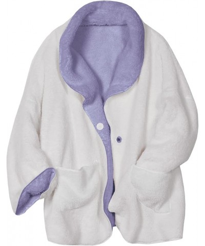 Womens Bed Jacket with Pockets, Fleece Bed Jackets for Women Purple, White $23.09 Jackets