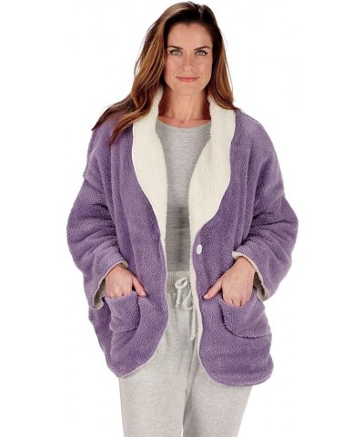 Womens Bed Jacket with Pockets, Fleece Bed Jackets for Women Purple, White $23.09 Jackets