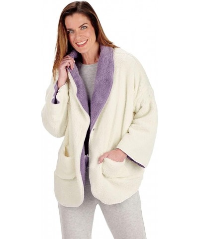 Womens Bed Jacket with Pockets, Fleece Bed Jackets for Women Purple, White $23.09 Jackets