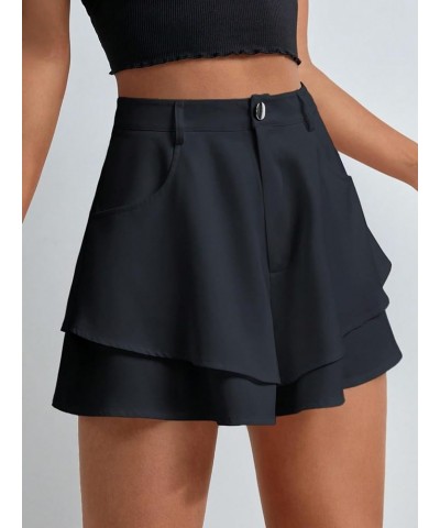 Women's Casual High Waist Layered Wide Flare Leg Mini Shorts with Pocket Royal Blue $14.40 Shorts