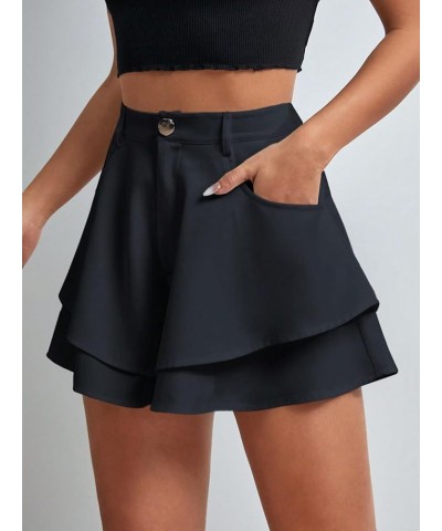 Women's Casual High Waist Layered Wide Flare Leg Mini Shorts with Pocket Royal Blue $14.40 Shorts