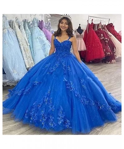 Elegant Spaghetti Straps Tulle Quinceanera Dresses Ball Gown Puffy Long Lace Appliques Prom Dress for Women Y86 Wisteria $42....