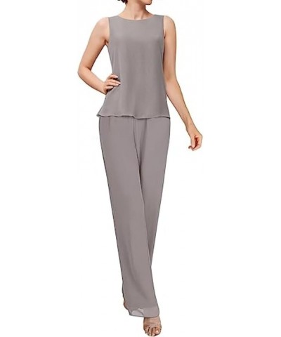 3 Piece Women Pants Sets Chiffon Mother of The Bride Pantsuits for Wedding Party Work Office Blue $37.79 Suits