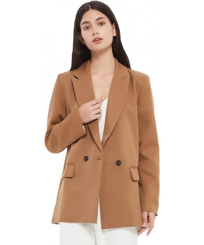 Women's Casual Long Sleeve Lapel Oversized Button Work Office Blazer Suit Jacket Brown $21.68 Blazers