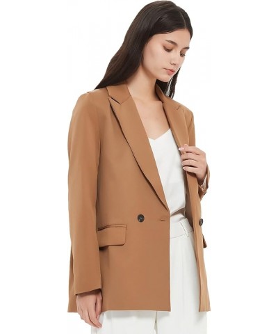 Women's Casual Long Sleeve Lapel Oversized Button Work Office Blazer Suit Jacket Brown $21.68 Blazers