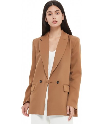 Women's Casual Long Sleeve Lapel Oversized Button Work Office Blazer Suit Jacket Brown $21.68 Blazers