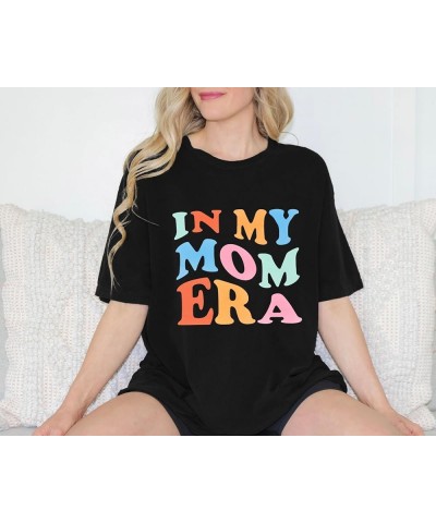 in My Mom Era Shirt for Women Oversized Mama Tshirt Casual Letter Print Short Sleeve Tee Tops Black $11.04 T-Shirts