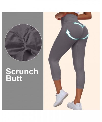 Scrunch Butt Lifting Leggings for Women Tummy Control Crossover Gym Workout Leggings High Waisted Yoga Pants Capri Dark Grey ...