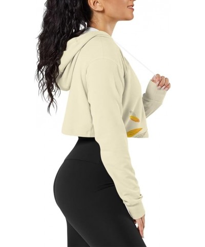 Drawstring Crop Top Hoodies Casual Long Sleeve Hooded Sweatshirt Women Sunflower $11.89 Hoodies & Sweatshirts