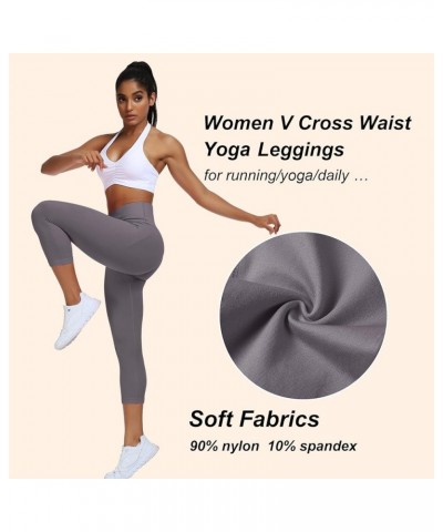 Scrunch Butt Lifting Leggings for Women Tummy Control Crossover Gym Workout Leggings High Waisted Yoga Pants Capri Dark Grey ...