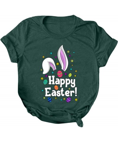 Happy Easter Shirt for Women Cute Bunny Graphic T-Shirt 2024 Summer Casual Short Sleeve Tee Tops Easter Egg Holiday Shirts C ...