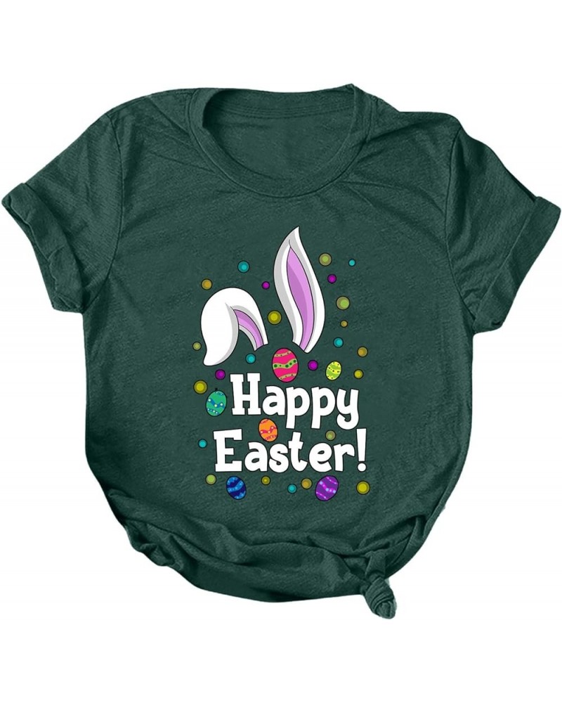 Happy Easter Shirt for Women Cute Bunny Graphic T-Shirt 2024 Summer Casual Short Sleeve Tee Tops Easter Egg Holiday Shirts C ...