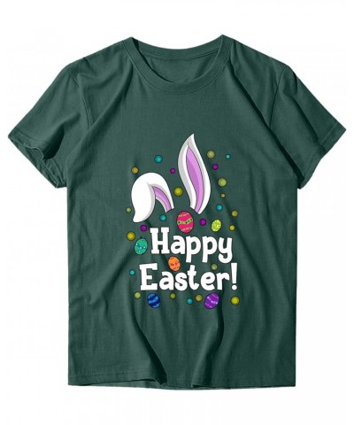 Happy Easter Shirt for Women Cute Bunny Graphic T-Shirt 2024 Summer Casual Short Sleeve Tee Tops Easter Egg Holiday Shirts C ...