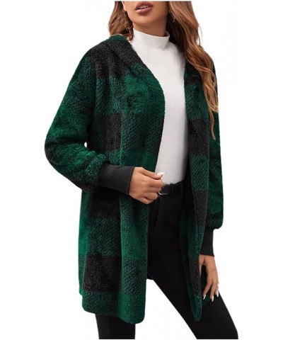 Fleece Plaid Shackets Jacket for Women 2023 Flannel Corduroy Fall Winter Coats with Pocket Plus Size Buffalo Shirt B-green $1...