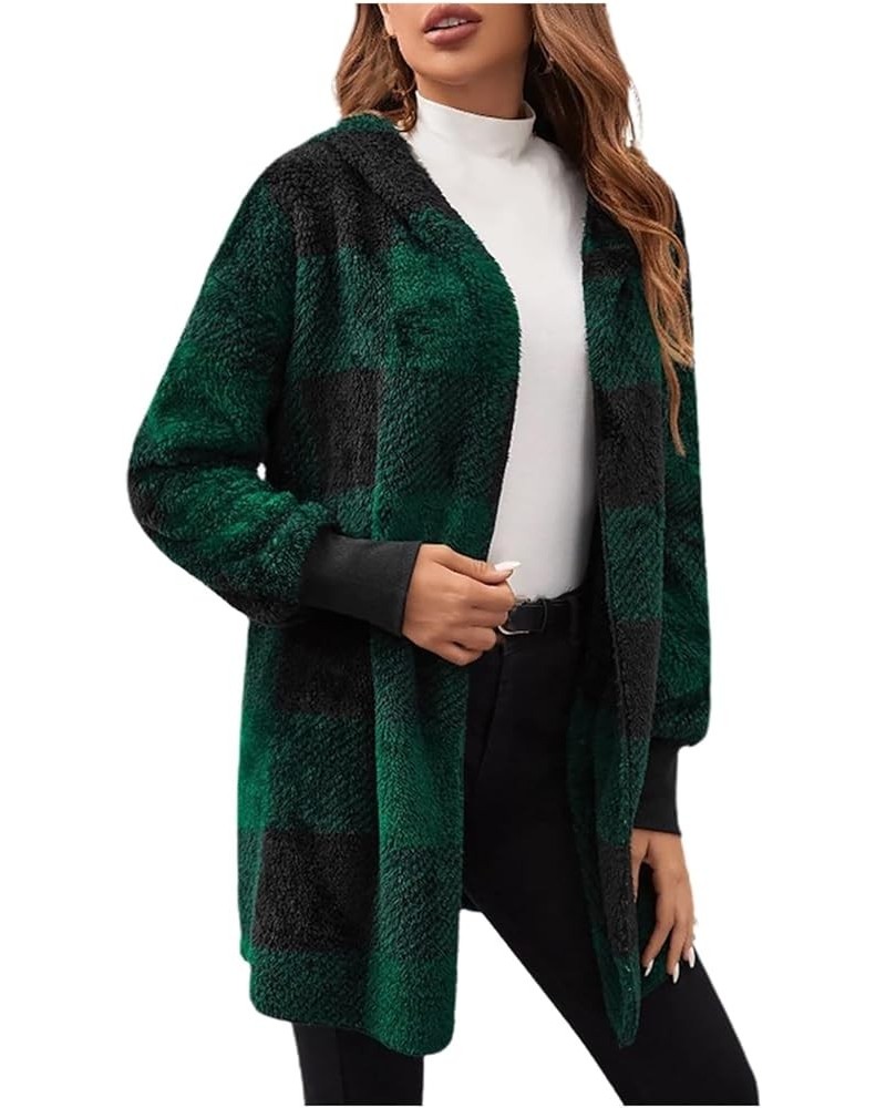 Fleece Plaid Shackets Jacket for Women 2023 Flannel Corduroy Fall Winter Coats with Pocket Plus Size Buffalo Shirt B-green $1...