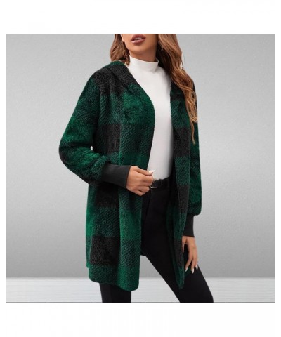 Fleece Plaid Shackets Jacket for Women 2023 Flannel Corduroy Fall Winter Coats with Pocket Plus Size Buffalo Shirt B-green $1...