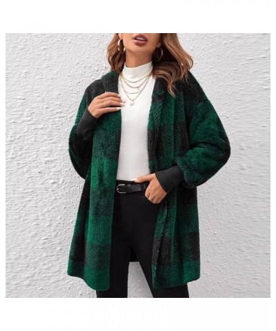 Fleece Plaid Shackets Jacket for Women 2023 Flannel Corduroy Fall Winter Coats with Pocket Plus Size Buffalo Shirt B-green $1...