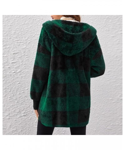 Fleece Plaid Shackets Jacket for Women 2023 Flannel Corduroy Fall Winter Coats with Pocket Plus Size Buffalo Shirt B-green $1...