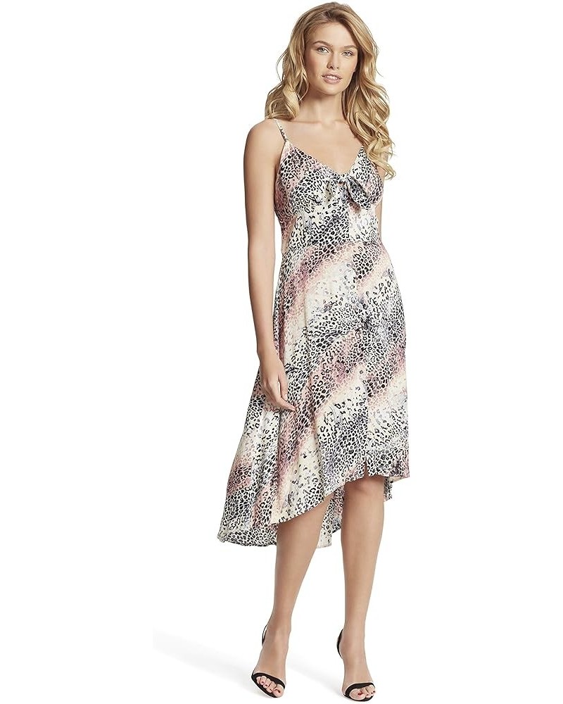 Women's Fria Tie Front High Low Midi Dress Gardenia Marble Cheetah $15.62 Dresses