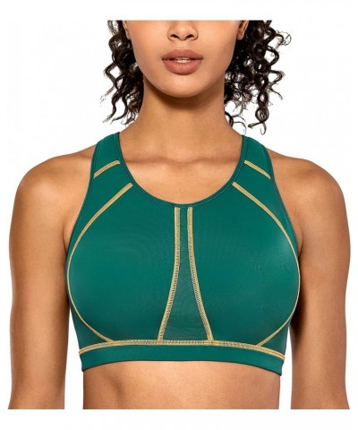 High Neck Plus Size Sports Bras for Women High Support Racerback Full Coverage Padded Wireless Bra Milky Green $19.60 Lingerie