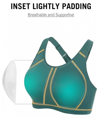 High Neck Plus Size Sports Bras for Women High Support Racerback Full Coverage Padded Wireless Bra Milky Green $19.60 Lingerie