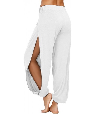 Women's Yoga Harem Pants Side Slit Joggers Active Workout Sweatpants Beach Cover-up Pants 03: Black/White $8.52 Pants