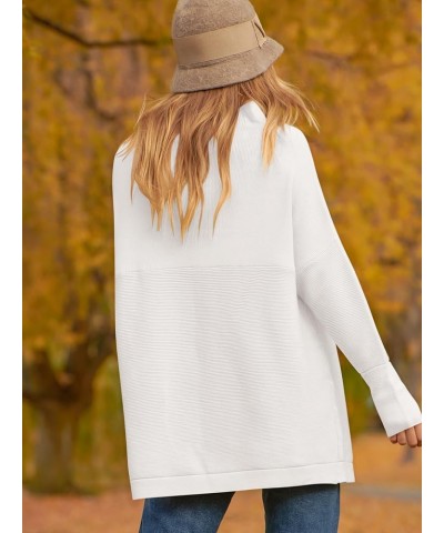 Women's Long Sleeve Mock Neck Sweater Loose Fitting Knit Pullover Tops Slouchy Tunic 01-white $18.49 Sweaters