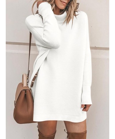 Women's Long Sleeve Mock Neck Sweater Loose Fitting Knit Pullover Tops Slouchy Tunic 01-white $18.49 Sweaters