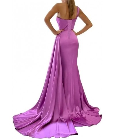 Women's One Shoulder Mermaid Bridesmaid Dresses Satin Prom Dresses Long Formal Evening Gowns with Tail XY030 Burgundy $35.64 ...