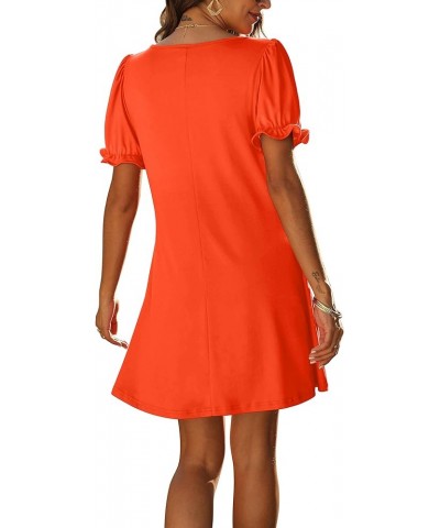 Women's Casual Dresses Short Sleeve V-Neck Dress with Pockets 2e-orange $14.59 Dresses