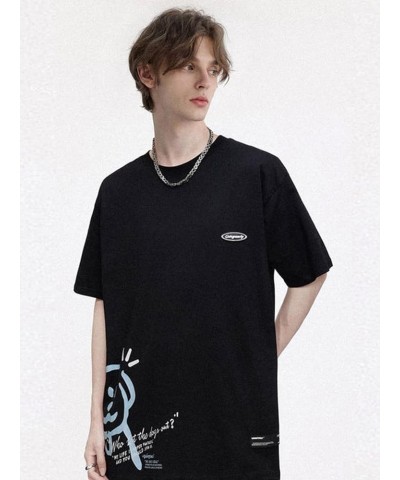 Mens Oversized T-Shirts Vintage Printed Y2K Tops Graphic Tees Casual Loose Summer Tshirt Unisex 002-black $17.48 T-Shirts