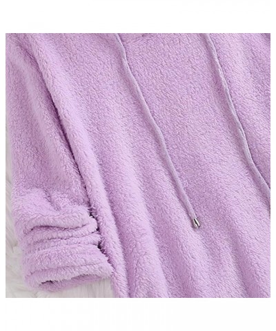 Women's Sweatshirt Sherpa Fleece Hoodie Oversized Pullover Fuzzy Pajama Tops Purple $12.19 Hoodies & Sweatshirts