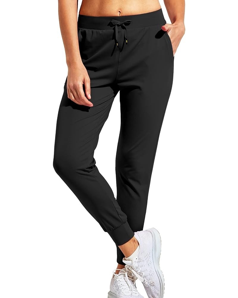 Women's Joggers Pants 3 Pockets Lightweight Running Athletic Sweatpants Tapered Casual Pants for Workout Lounge Travel Black ...