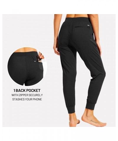 Women's Joggers Pants 3 Pockets Lightweight Running Athletic Sweatpants Tapered Casual Pants for Workout Lounge Travel Black ...