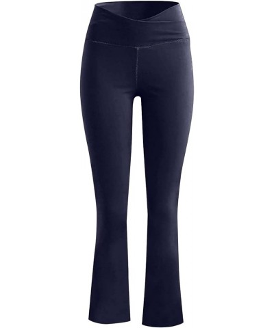 Flare Leggings for Women V Crossover Yoga Pants with Tummy-Control High-Waisted Wide Leg Stretch Bootcut Workout Pants 01 Nav...