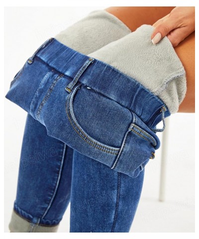 Women's Fleece Lined Winter Thermal Elastic Waist Jeans Stretch Warm Skinny Denim Pants Elastic Waist Blue19 Light $23.93 Jeans