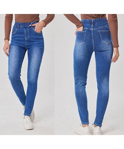 Women's Fleece Lined Winter Thermal Elastic Waist Jeans Stretch Warm Skinny Denim Pants Elastic Waist Blue19 Light $23.93 Jeans