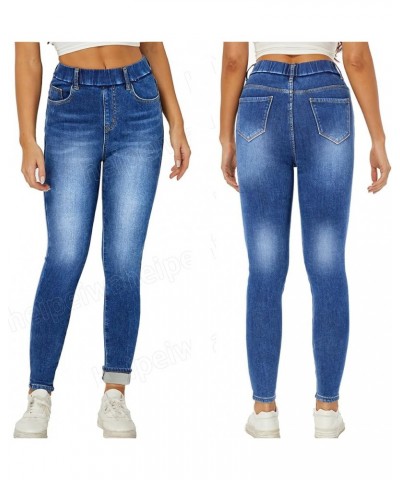 Women's Fleece Lined Winter Thermal Elastic Waist Jeans Stretch Warm Skinny Denim Pants Elastic Waist Blue19 Light $23.93 Jeans