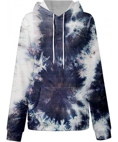 Women's Fashion Tie Dye Sweatshirts Casual Printed Round Neck Hooded Tops Autumn And Winter Drawstring Pullover 1-purple $6.0...