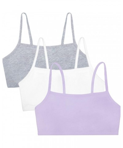 Women's Spaghetti Strap Cotton Pull Over 3 Pack Sports Bra in Fashion Colors 3 Lilac Whisper/White/Grey Heather $5.83 Lingerie