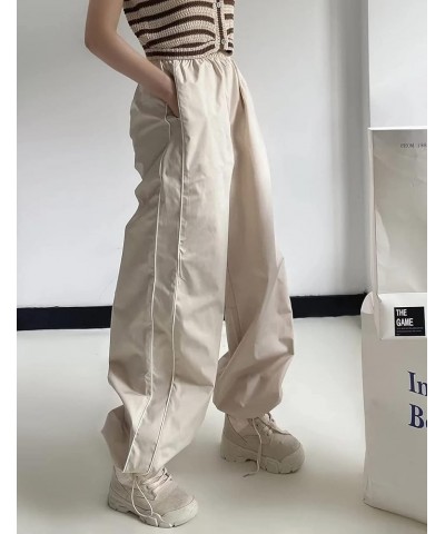 Women Y2k Baggy Low Waist Sweatpants Wide Leg Straight Drawstring Joggers Pants Punk Long Trousers Streetwear N1-off-white $9...