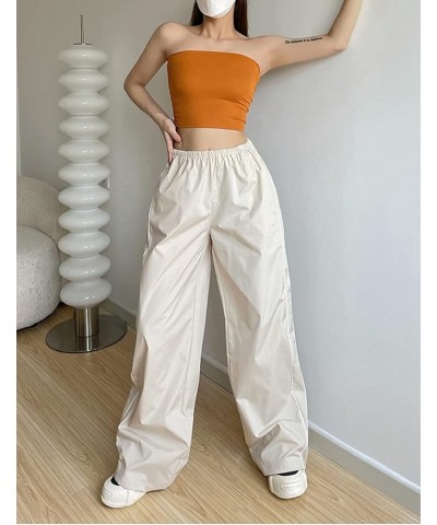 Women Y2k Baggy Low Waist Sweatpants Wide Leg Straight Drawstring Joggers Pants Punk Long Trousers Streetwear N1-off-white $9...