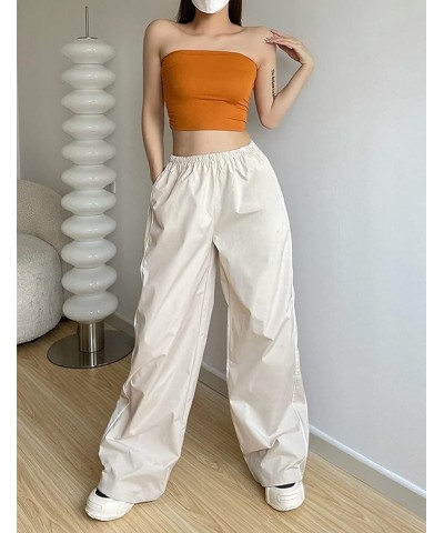 Women Y2k Baggy Low Waist Sweatpants Wide Leg Straight Drawstring Joggers Pants Punk Long Trousers Streetwear N1-off-white $9...