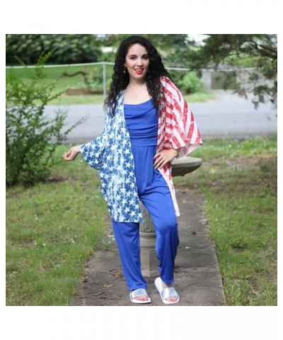 Women's American Flag Kimono Cardigan 4th of July Cover Up Lightweight Patriotic Kimono Cover Up Flag-3042 $10.25 Swimsuits