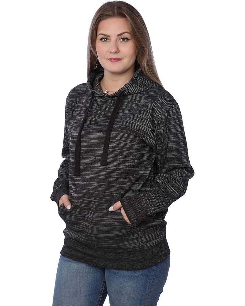 Women's Plus Size Active Fleece Pullover Hooded Sweatshirt Black Space Dye $10.25 Hoodies & Sweatshirts