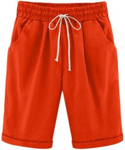 Women Casual Summer Bermuda Shorts Drawstring with Pockets Lounge Walking Athletic Lightweight 60-brick-red $12.00 Activewear