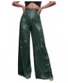 Women's Sparkle Sequin Wide Leg Pants Loose High Waisted Shiny Party Clubwear Bling Glitter Trousers Dark Green $26.67 Pants