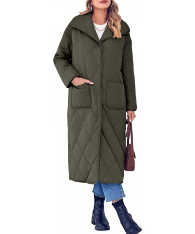 Women's Quilted Jaket Long Lightweight Puffer Coat Winter Maxi Down Jacket Quilted Coat Cotton Outwear Amy Green $36.75 Jackets