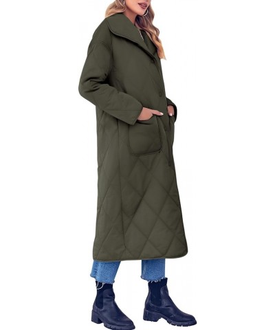 Women's Quilted Jaket Long Lightweight Puffer Coat Winter Maxi Down Jacket Quilted Coat Cotton Outwear Amy Green $36.75 Jackets